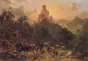 Johann Nepomuk Rauch Landscape with Ruins oil painting on canvas